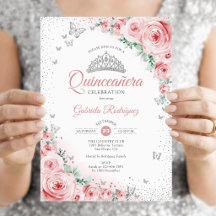 Rosabränd Blommig Akvarell Rosor Quinceanera