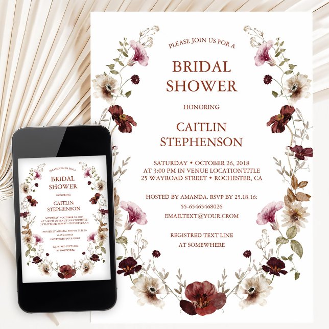 Rosabränd bröllopsdusch-inbjudan inbjudningar (Skapare uppladdad)