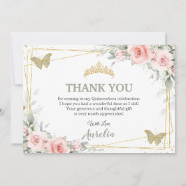 Rosabränd Floral Salvia Grön Fjäril Quinceañera Tack Kort