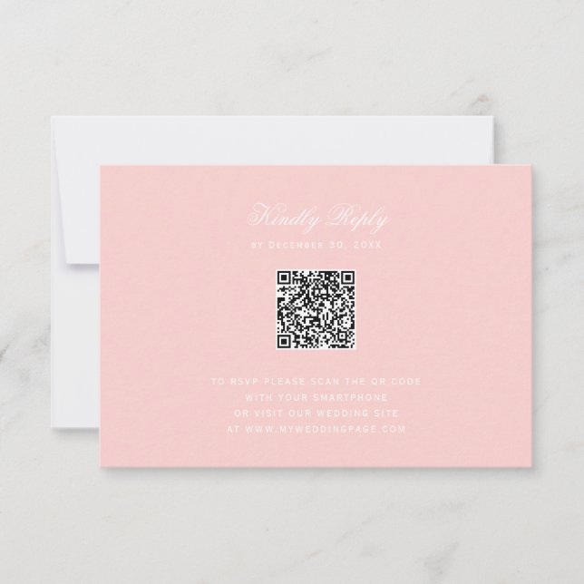 Rosabränd med monogram RSVP w/ Bow QR-kod (Framsida)