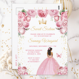 Rosabränd mörkhyad prinsessa Sweet Sixteen Vykort