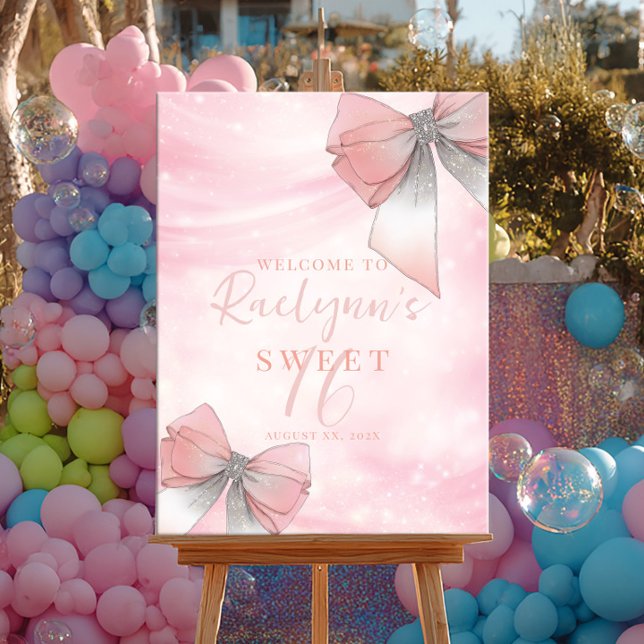 Rosabränd och silverbåge Sweet 16 födelsedag Poster (Skapare uppladdad)