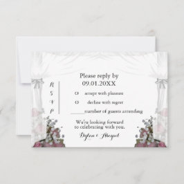 Rosabränd Pink och Dammig Salvia Bröllop RSVP Inbj Inbjudningar