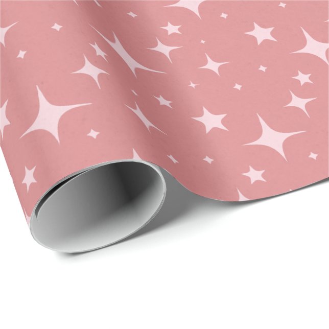 Rosabränd Stjärndamm Presentpapper – Mjuk Rosa Fär (Rullad Hörn)