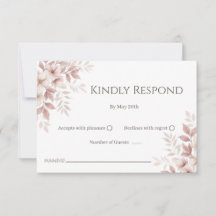 Rosabränd vattenfärg Blommig RSVP-kort