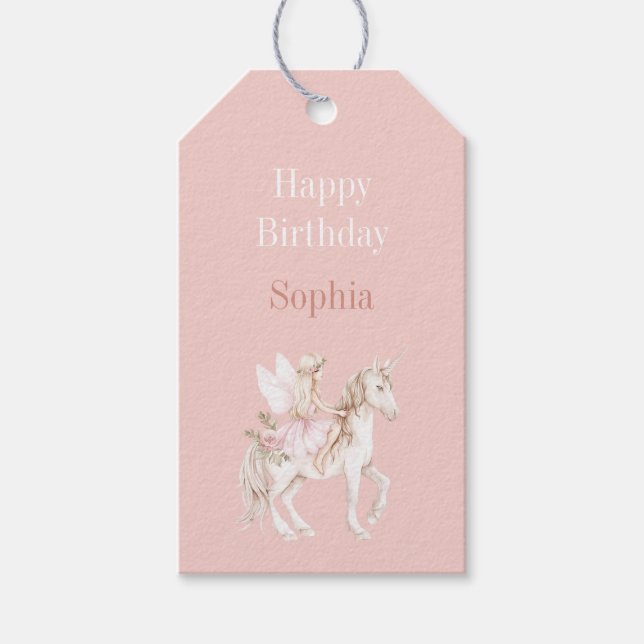 Rosabröstad söta sagovingar klänning enhörning föd presentetikett (Framsidan)
