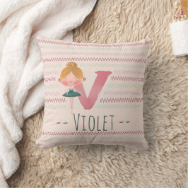 Rosabruden Ballerina Monogram V – Personlig konst Kudde