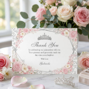 Rosabruden Quinceañera Silverfjäril Tack Kort