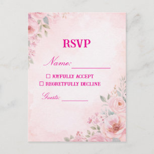 "Rosabruna blommig bröllops-RSVP-kort Svarskort" Vykort