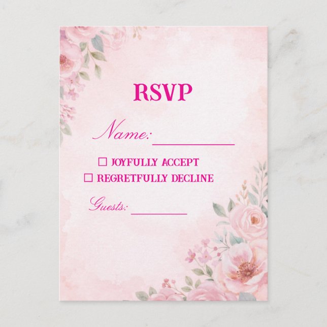 "Rosabruna blommig bröllops-RSVP-kort Svarskort" Vykort (Framsida)