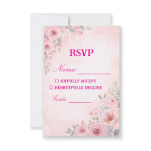 "Rosabruna Blommig Bröllops-Svarskort RSVP"
