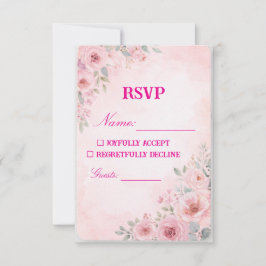 "Rosabruna Blommig Bröllops-Svarskort RSVP" OSA Kort