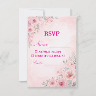 "Rosabruna Blommig Bröllops-Svarskort RSVP" OSA Kort