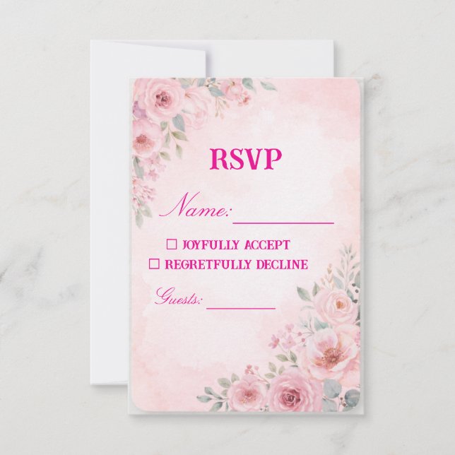 "Rosabruna Blommig Bröllops-Svarskort RSVP" OSA Kort (Framsida)