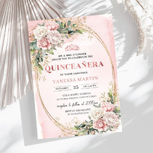 Rosabruna Blommig Grönska Quince Inbjudan