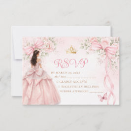 Rosabruna blomsterbåge band Quinceañera RSVP-kort Tack Kort
