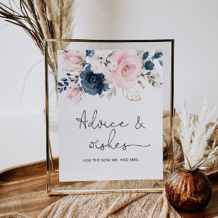 Rosabruna blomsterråd och önskningar för Nygifta Poster
