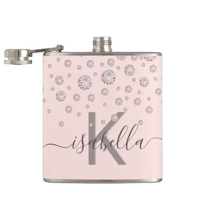 Rosabruna diamanter roséguld monogram stilren skri fickplunta (Öppnad)