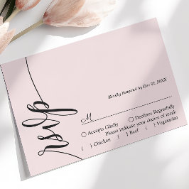 Rosabrunt elegant kalligrafi bröllop RSVP-kort OSA Kort