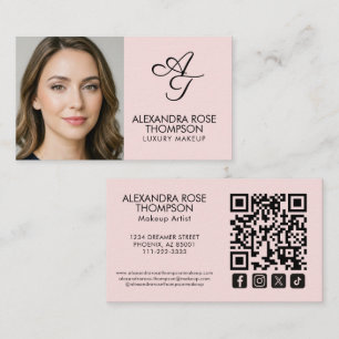 Rosabrunt Monogram Smink Qr-kod Socialt Ikon Visitkort
