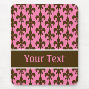 Rosabruntpersonlig Fleur de Lis Mousepad Musmatta
