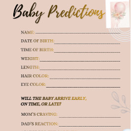 Rosabruten Baby Shower Gissningsspel