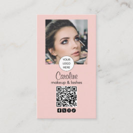 Rosabruten Modern Minimalistisk QR-kod Foto Smink  Visitkort