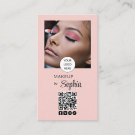 Rosabruten Modern Minimalistisk QR-kod Foto Smink Visitkort