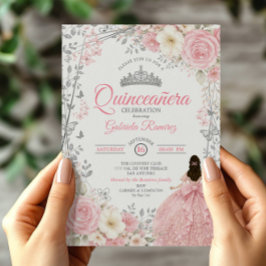Rosabruten Quinceañera Silverfjäril Inbjudan