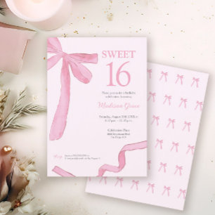 Rosabruten trendig banderoll Coquette Sweet 16 Inbjudningar