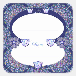 Rosace blå eller röd för baby&child fyrkantigt klistermärke