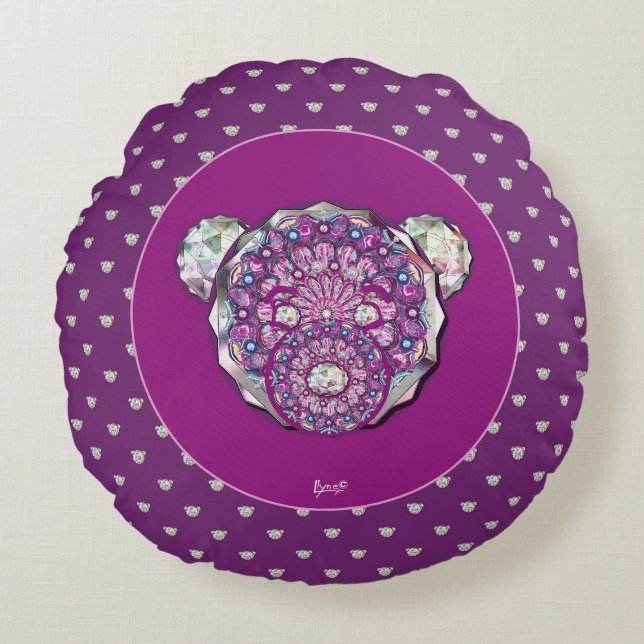 Rosace blå eller röd för baby&child rund kudde (Framsidan)