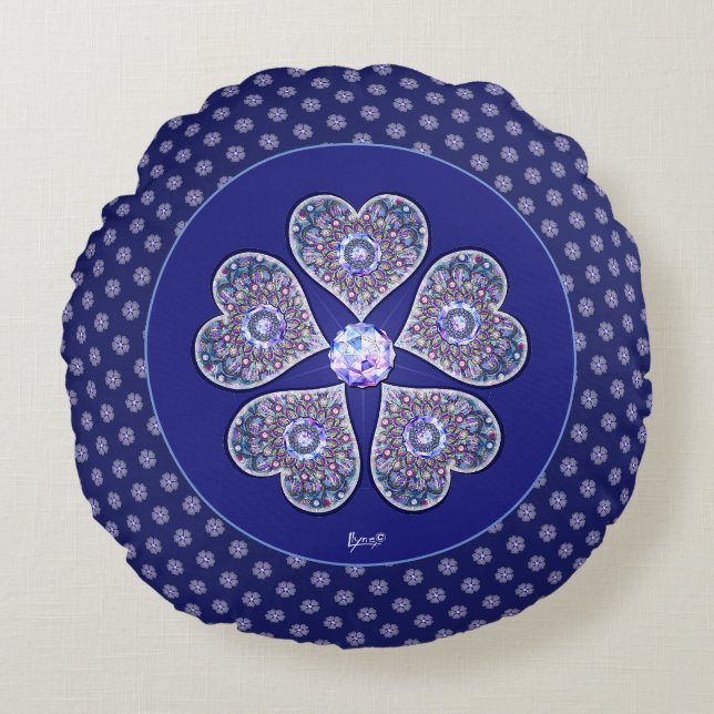 Rosace blå eller röd för baby&child rund kudde (Framsidan)