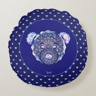 Rosace blå eller röd för baby&child rund kudde