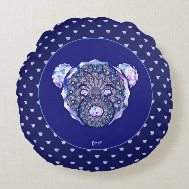 Rosace blå eller röd för baby&child rund kudde (Framsidan)