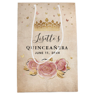 Rosafärgad akvarellrosguld Quinceanera
