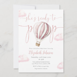 Rosafärgad ballongflicka QR-kod foto baby shower-i Inbjudningar