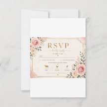 Rosafärgad Blommig Bröllops-RSVP-kort | Akvarell