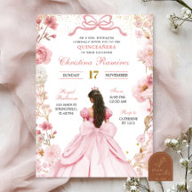 Rosafärgad Coquette-båge Prinsessa Quinceanera
