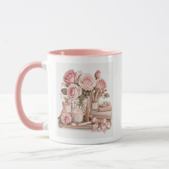 Rosafärgad kopp för kaffe (Vänster)