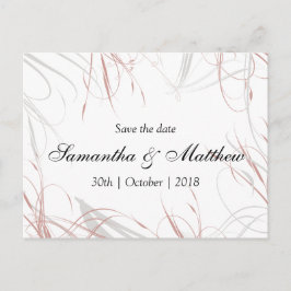 Rosafärgad och grå utsmyckning Save the Date Meddelande Vykort
