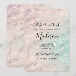 Rosafärgad Päron Aqua Tie Dye Silver Leopardmönste Inbjudningar