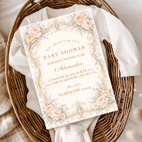 Rosafärgad Persika Ros Barock Baby Shower