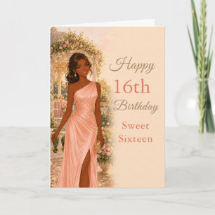 Rosafärgad Sweet Sixteen födelsedagskort Kort