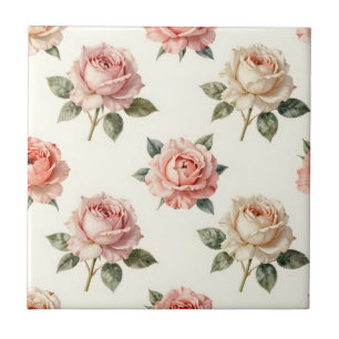 Rosafärgad Vintage Blommig Mönster Kakelplatta