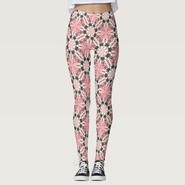 Rosafärgat blommönster leggings (Framsida)
