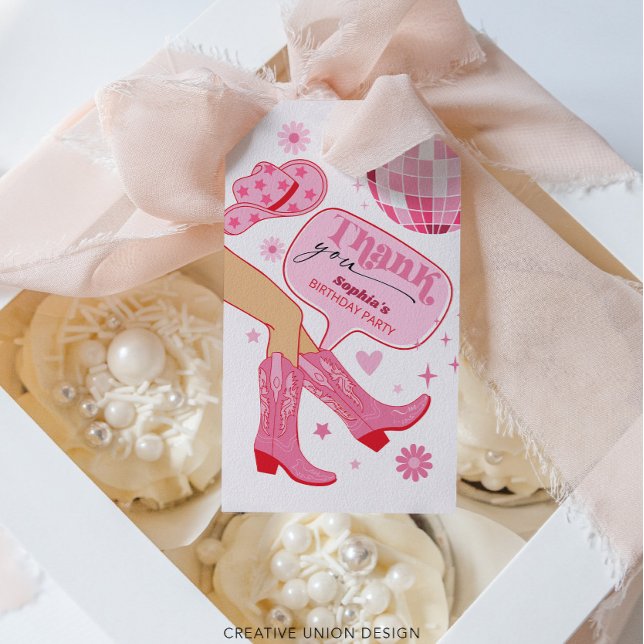 Rosaflicka Födelsagsfest Let's Go Girls Favors Presentetikett (Skapare uppladdad)