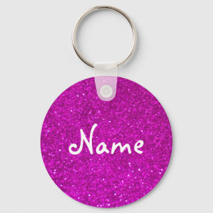 Rosaglitterkeychain med fauxskymter nyckelring