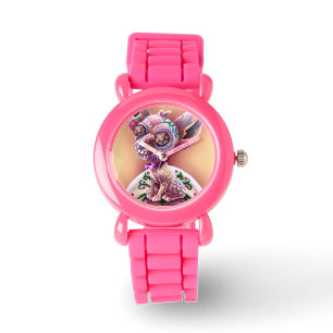 Rosaglitterklocka Chico chihuahuaen Armbandsur