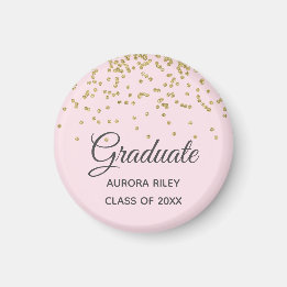 Rosagrå Rosa Guld Glitter Konfetti Examen Favor Magnet